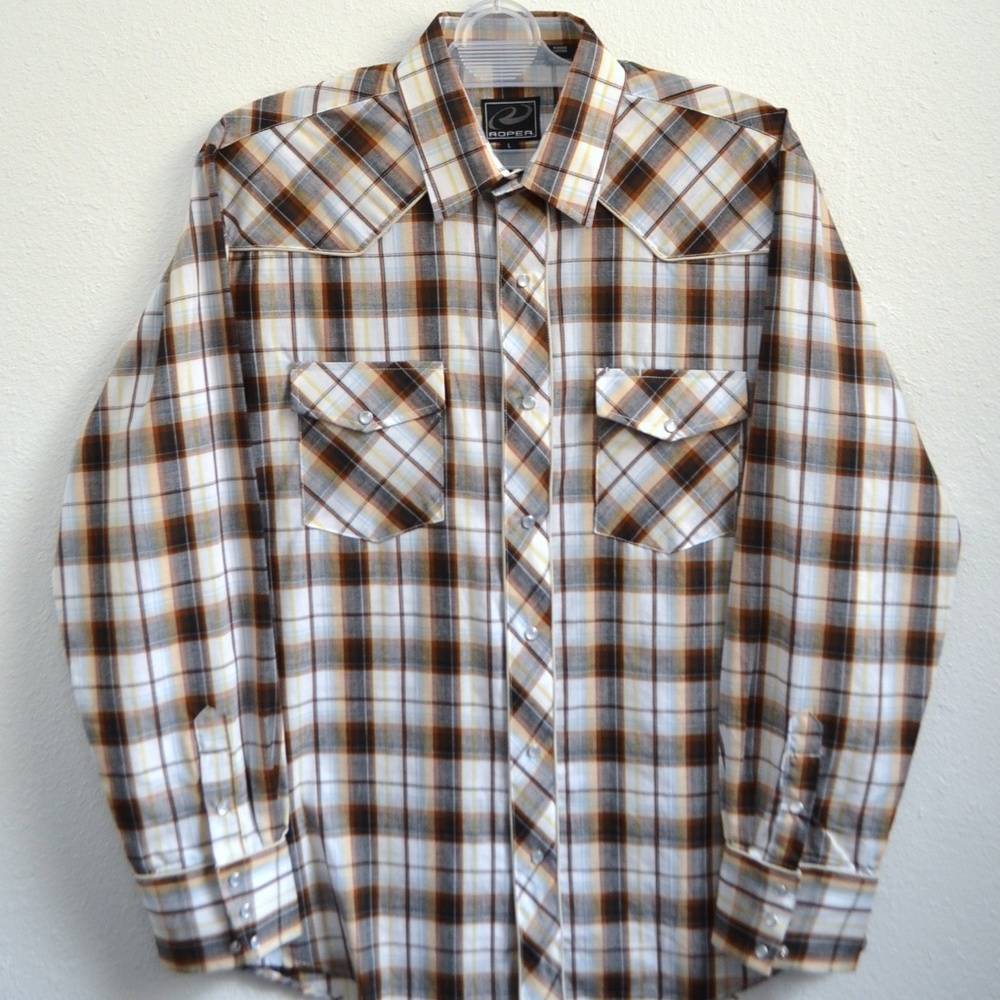 Roper Mens Western Shirt Pearl Snaps Large
